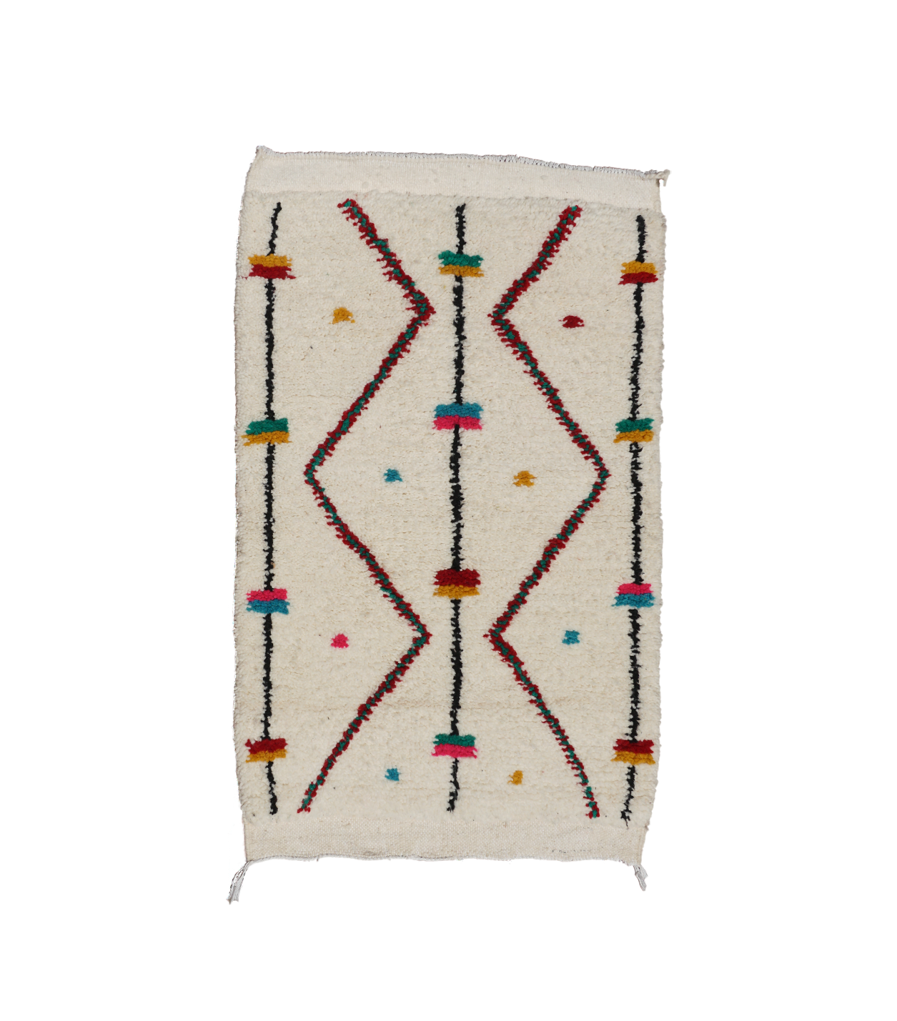 Decorative rug with geometric pattern on a white background